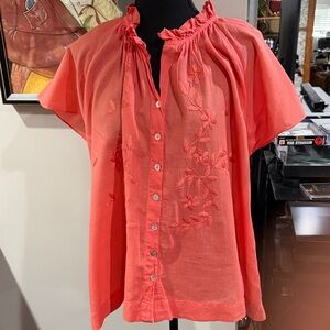 NWT Sundance in catalogue JP and Mattie  Atelier orange “sweet Susie shirt “ XL